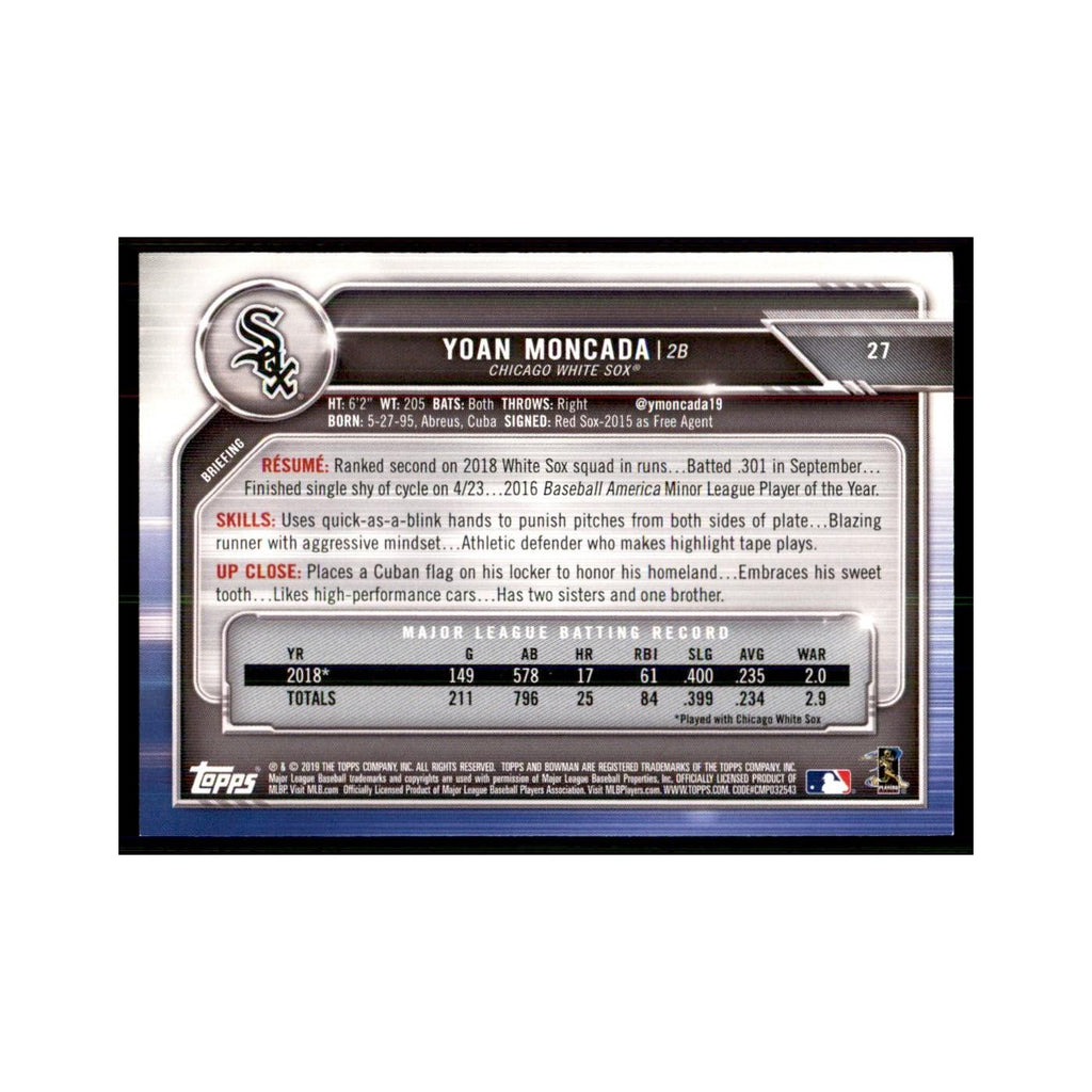 2019 Bowman Yoan Moncada. Baseball Cards #27