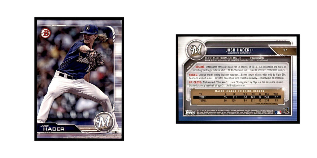 2019 Bowman Josh Hader Baseball Cards #97