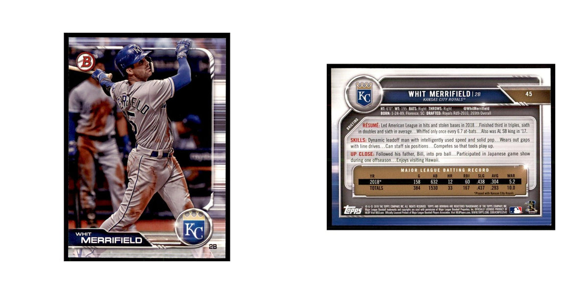 2019 Bowman Whit Merrifield Baseball Cards #45