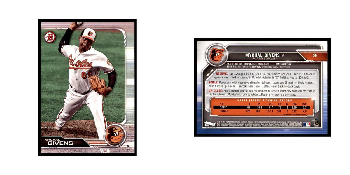 2019 Bowman. Mychal Givens Baseball Cards #56