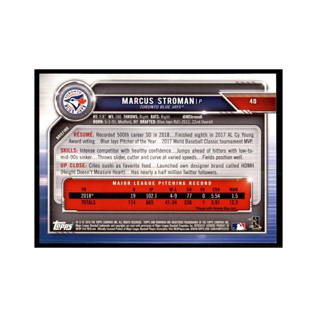 2019 Bowman. Marcus Stroman Baseball Cards #40