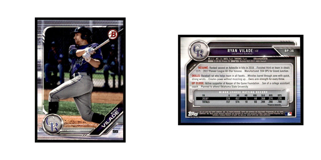 2019 Bowman. Ryan Vilade Baseball Cards #BP-36
