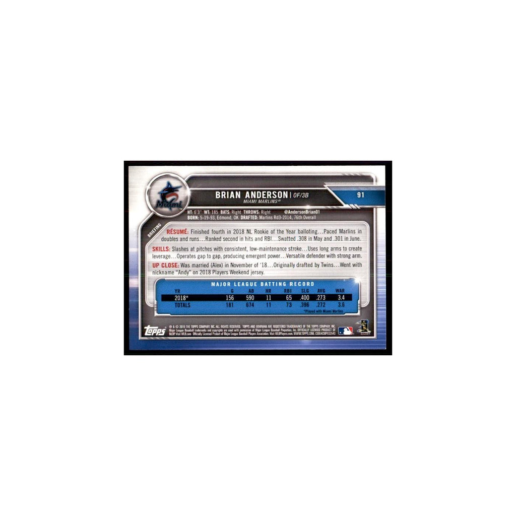 2019 Bowman. Brian Anderson. Baseball Cards #91