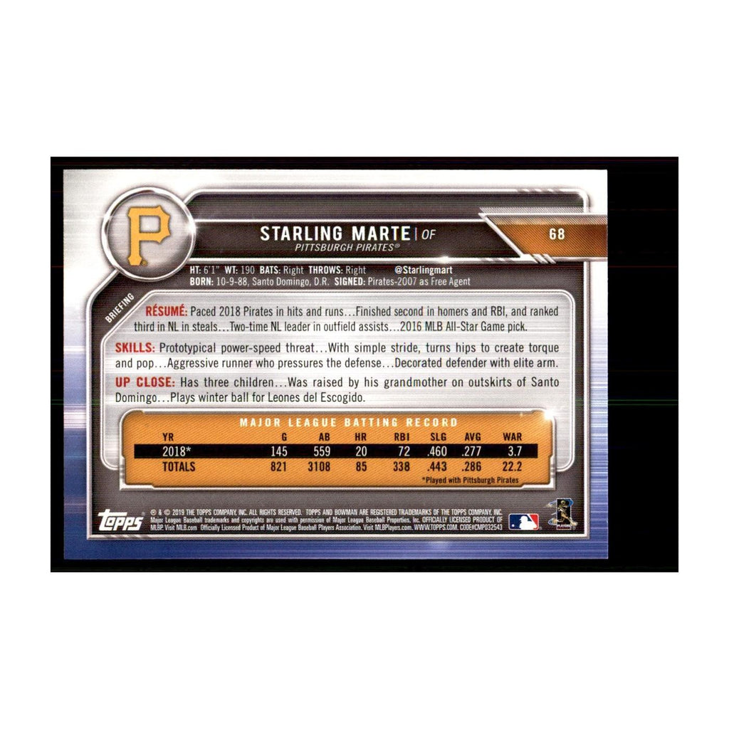 2019 Bowman. Starling Marte Baseball Cards #68
