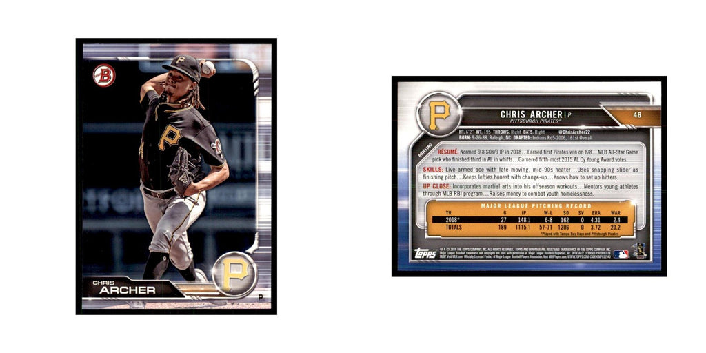 2019 Bowman. Chris Archer Baseball Cards #46