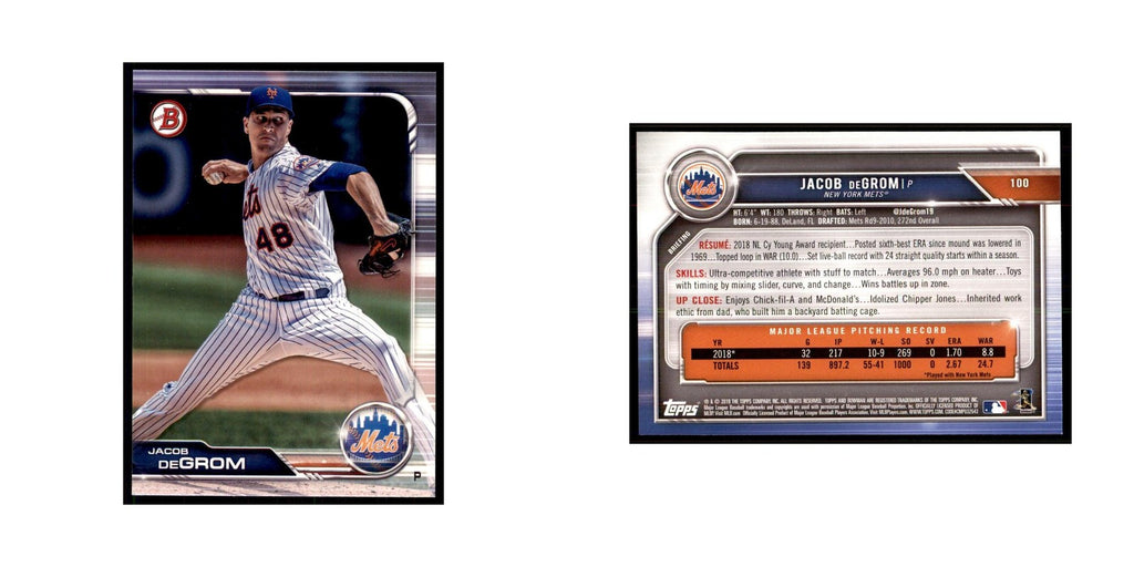 2019 Bowman. Jacob deGrom Baseball Cards #100