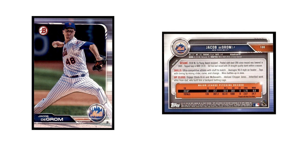 2019 Bowman. Jacob deGrom Baseball Cards #100