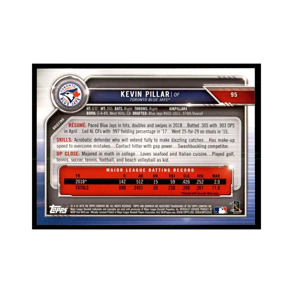 2019 Bowman. Kevin Pillar Baseball Cards #95