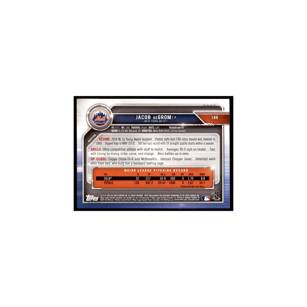 2019 Bowman. Jacob deGrom Baseball Cards #100