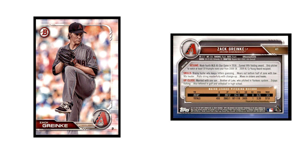 2019 Bowman. Zack Greinke Baseball Cards #41
