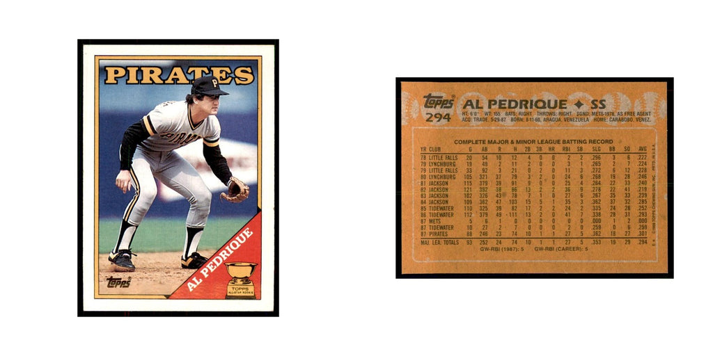 1988 Topps Al Pedrique Baseball Cards #294