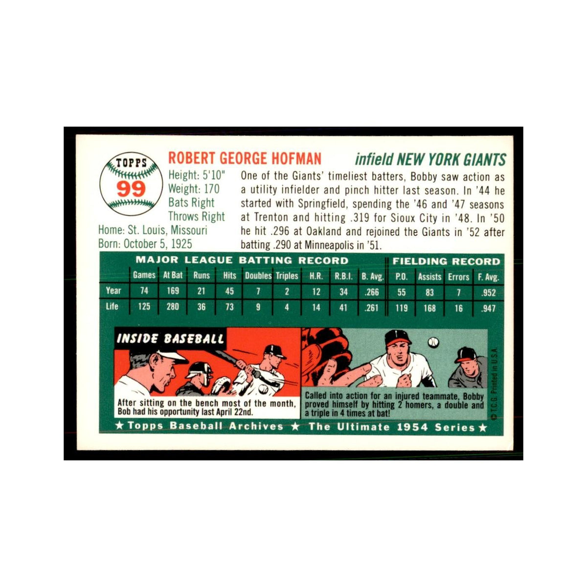 1994 Topps Archives Bobby Hofman Baseball Cards #99
