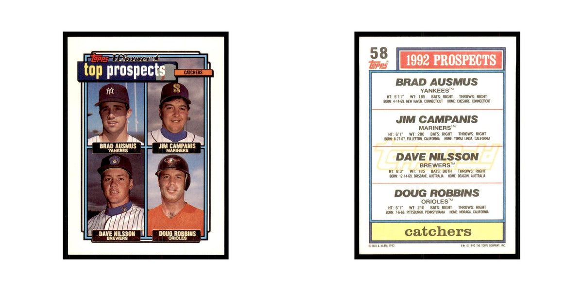 1992 Brad Ausmus Jim Campanis Dave Nilsson Doug Robbins Baseball Cards
