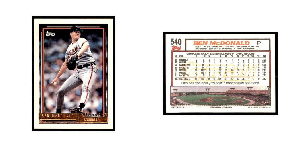 1992 Topps Gold Ben McDonald Baseball Cards #540