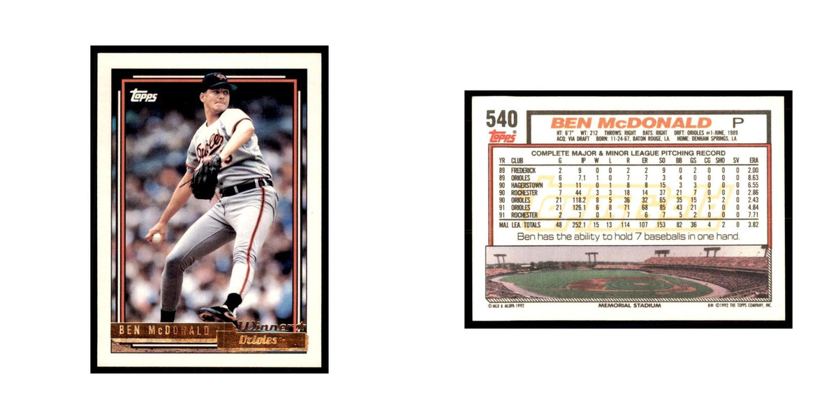 1992 Topps Gold Ben McDonald Baseball Cards #540