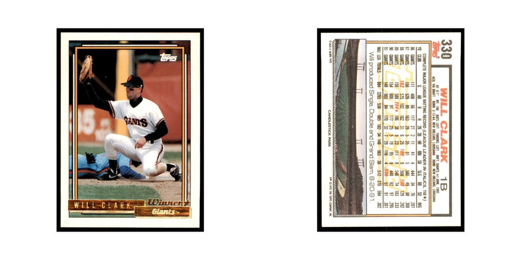 1992 Topps Gold Will Clark  Cards #330