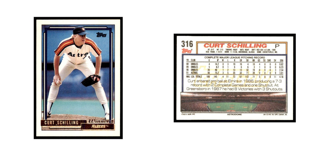 1992 Topps Gold Curt Schilling Baseball Cards #316