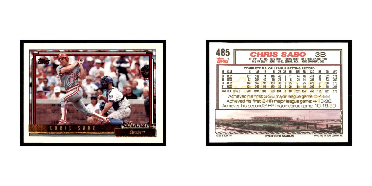1992 Topps Gold Chris Sabo Baseball Cards #485