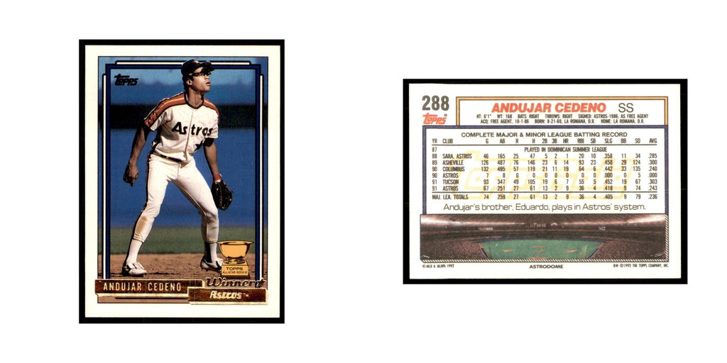 1992 Topps Gold Andujar Cedeno Baseball Cards #288