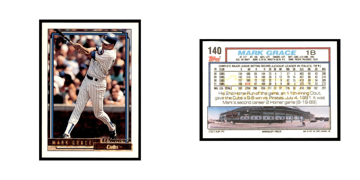 1992 Topps Gold Mark Grace Baseball Cards #140
