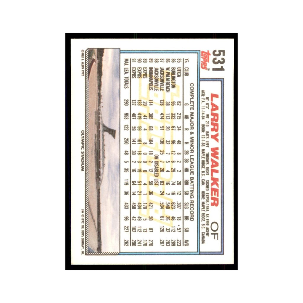 1992 Topps Gold Larry Walker Cards #531