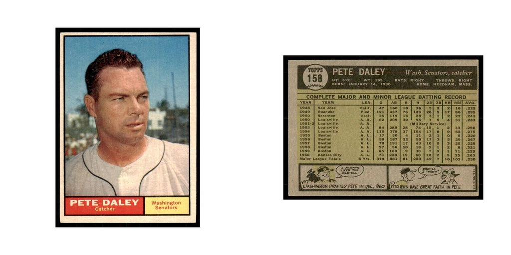 1961 Topps Pete Daley Washington Senators #158