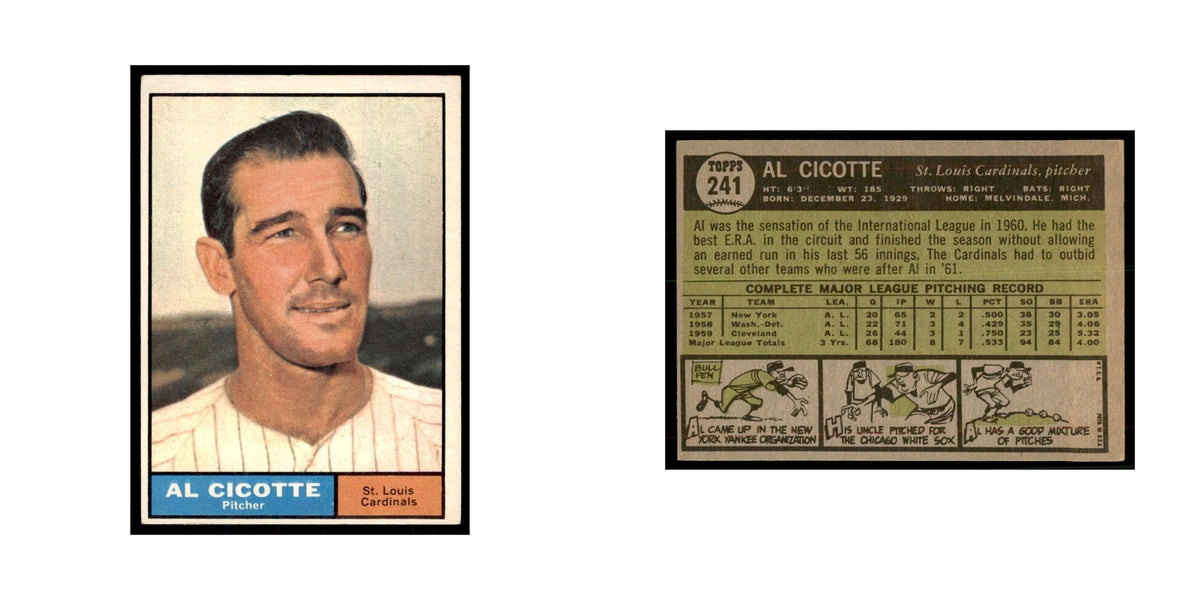 1961 Topps Al Cicotte Cardinals #241