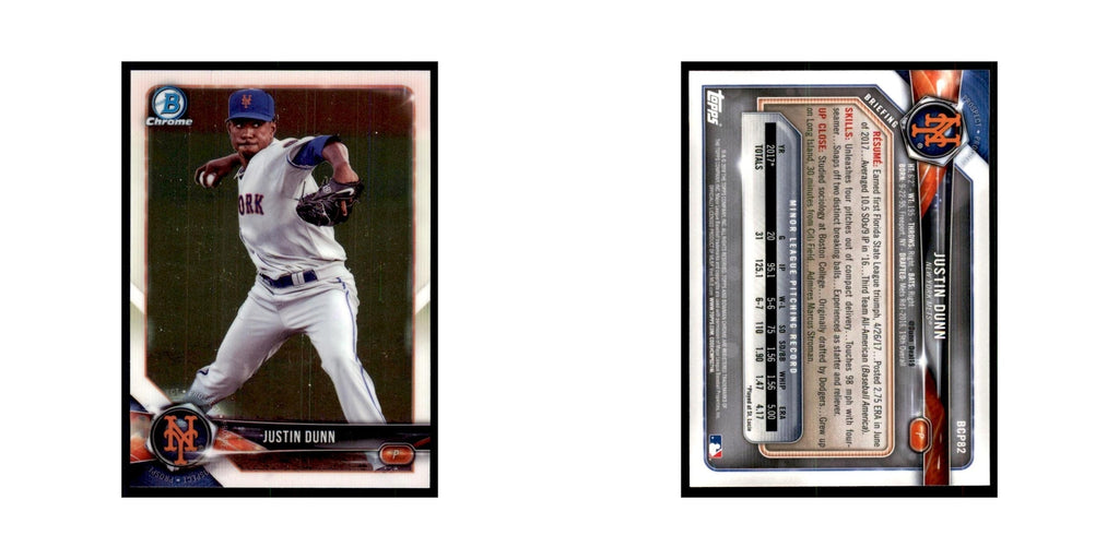 2018 Bowman Chrome Prospects Justin Dunn Mets #BCP82