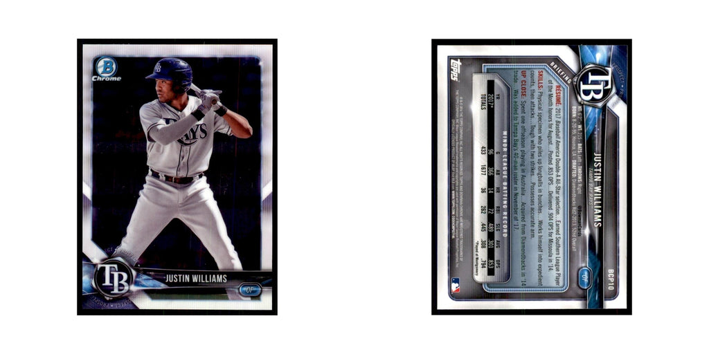2018 Bowman Chrome Prospects Justin Williams Rays #BCP10