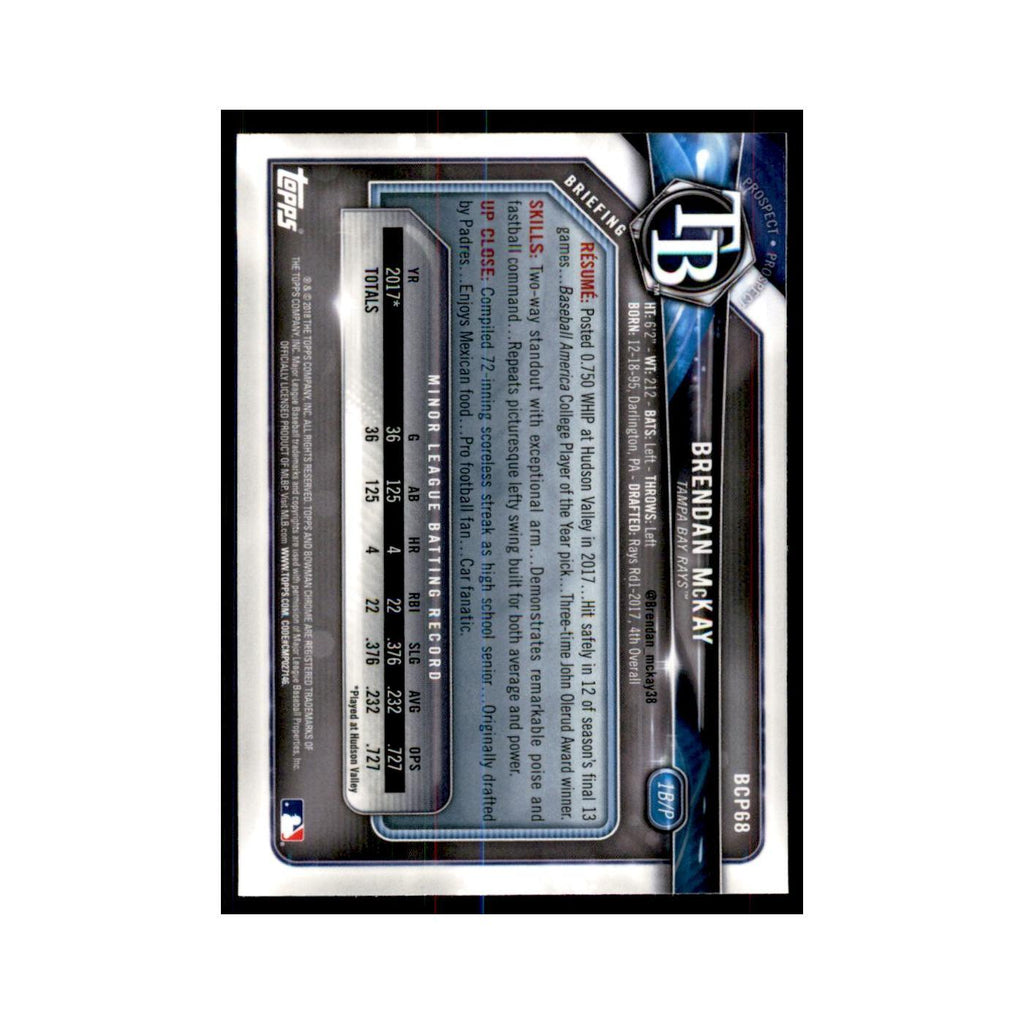 2018 Bowman Chrome Prospects Brendan McKay Rays #BCP68