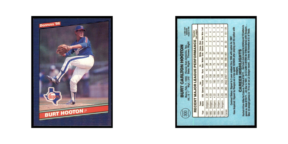 1986 Donruss Burt Hooton Rangers #300