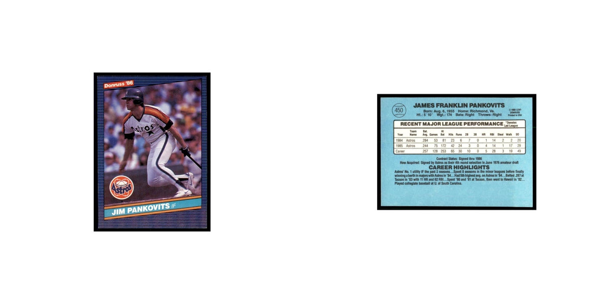 1986 Donruss Jim Pankovits Astros #450