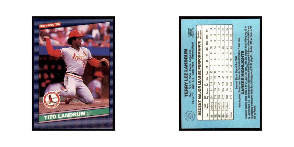 1986 Donruss Tito Landrum Cardinals #425