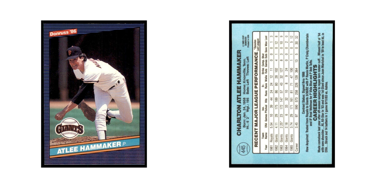 1986 Donruss Atlee Hammaker Giants #445