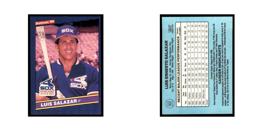 1986 Donruss Luis Salazar White Sox #302
