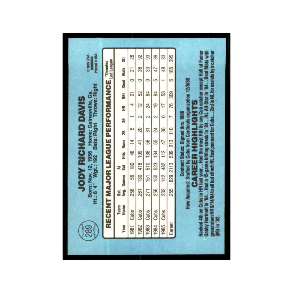 1986 Donruss Jody Davis Cubs #289