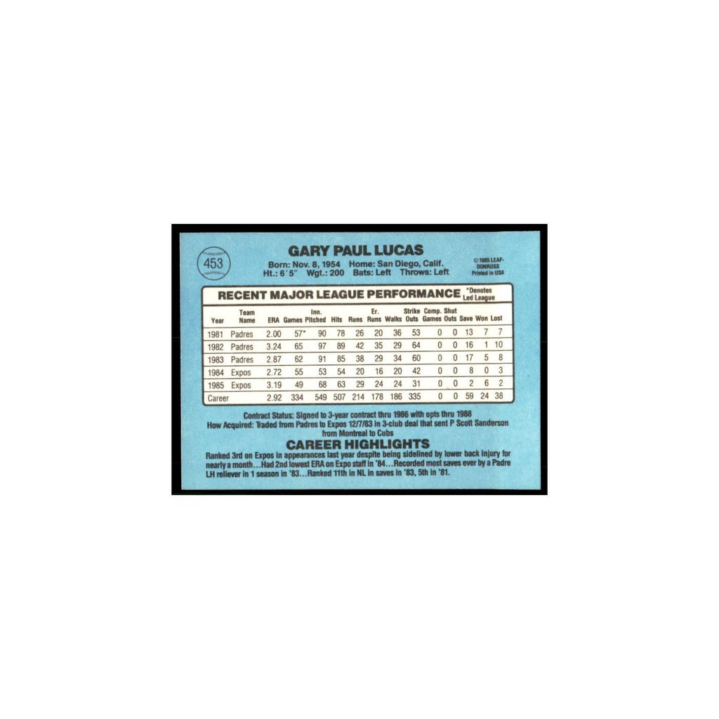 1986 Donruss Gary Lucas Montreal Expos #453