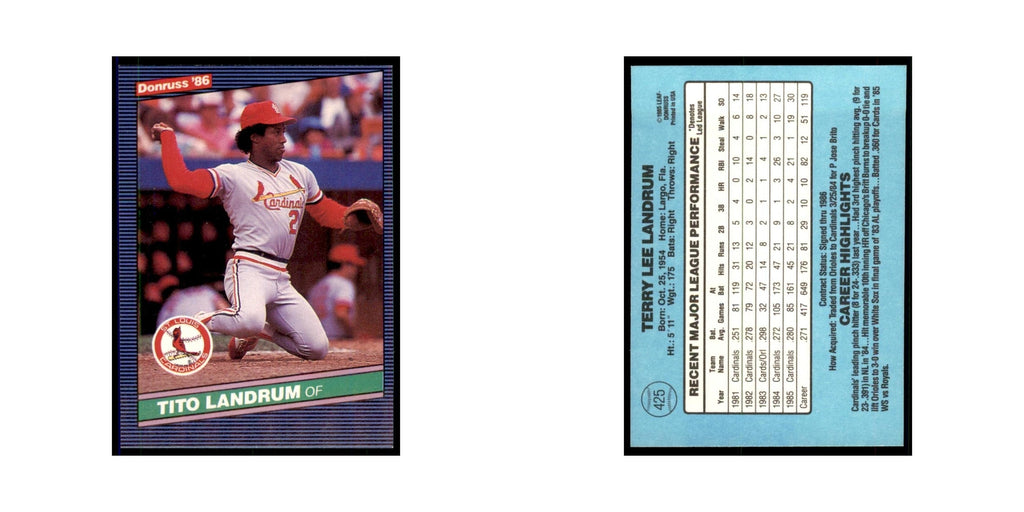 1986 Donruss Tito Landrum Cardinals #425
