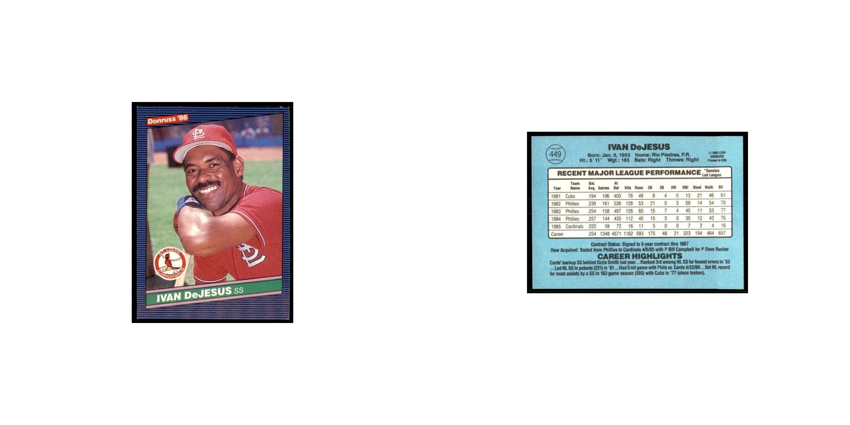 1986 Donruss Ivan DeJesus Cardinals #449