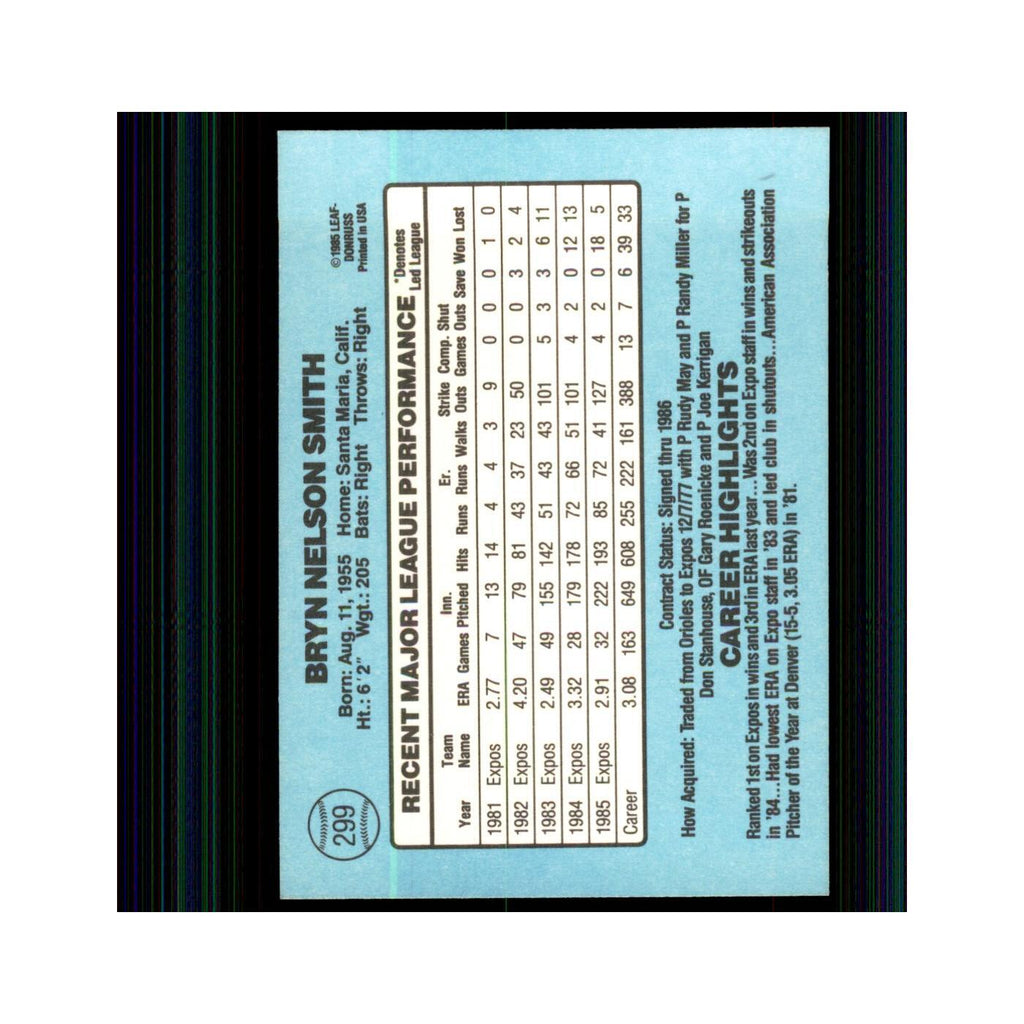 1986 Donruss Bryn Smith Montreal Expos #299