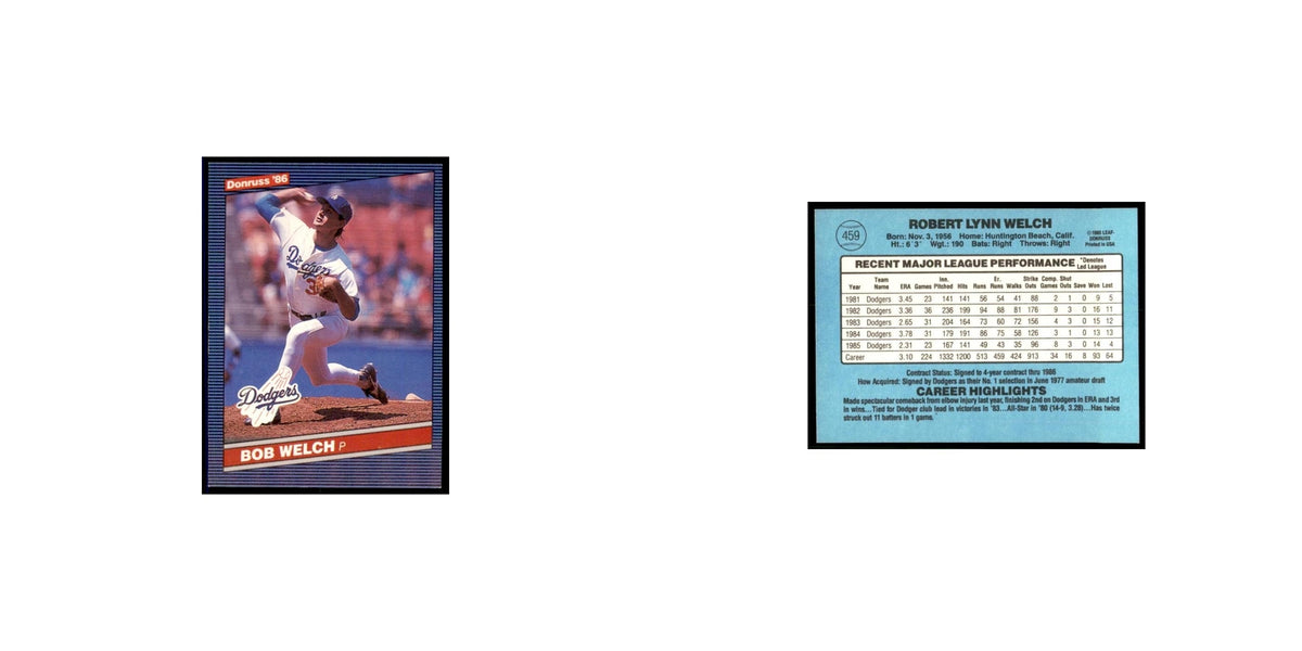 1986 Donruss Bob Welch Dodgers #459