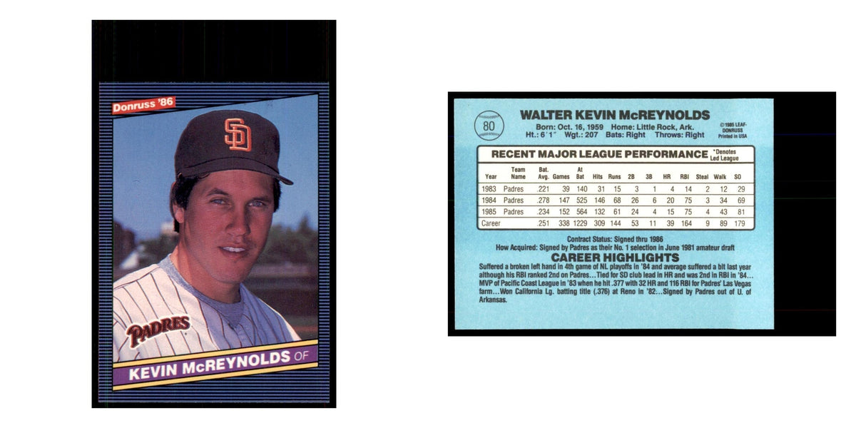 1986 Donruss Kevin McReynolds Padres #80