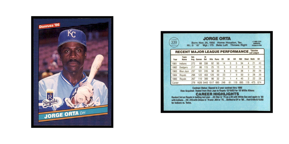 1986 Donruss Jorge Orta Royals #339