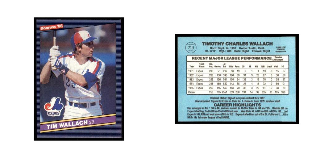 1986 Donruss Tim Wallach Montreal Expos #219