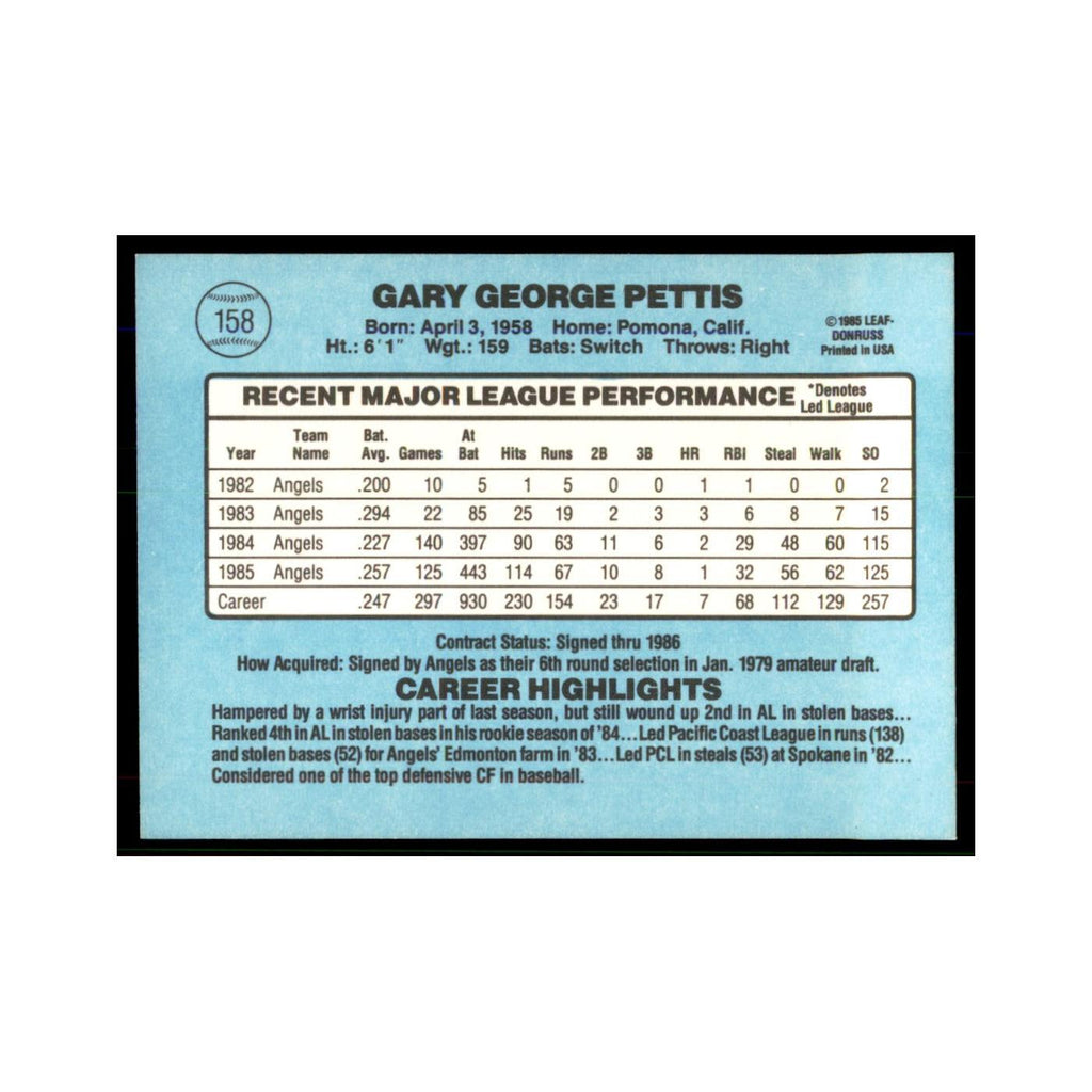 1986 Donruss Gary Pettis Angels #158