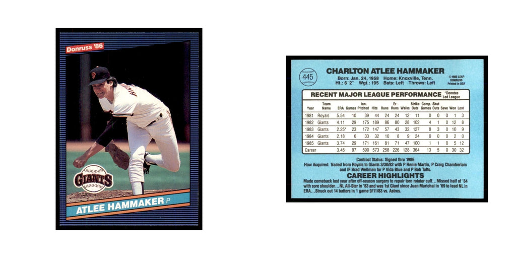 1986 Donruss Atlee Hammaker Giants #445