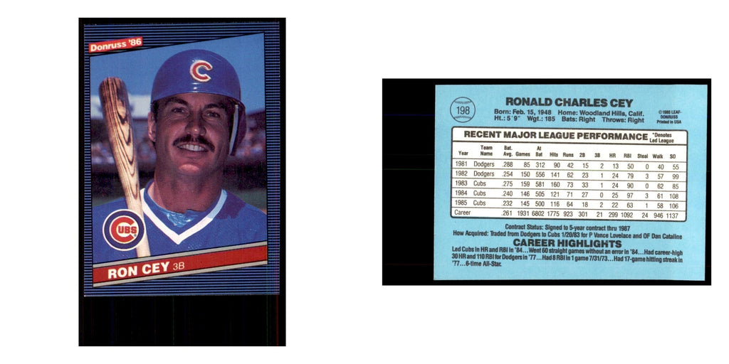 1986 Donruss Ron Cey Cubs #198