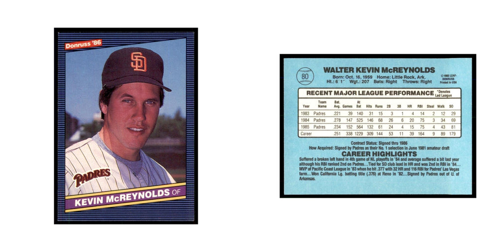 1986 Donruss Kevin McReynolds Padres #80