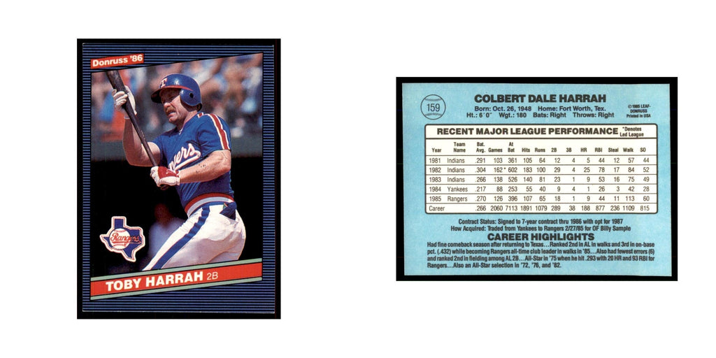 1986 Donruss Toby Harrah Rangers #159