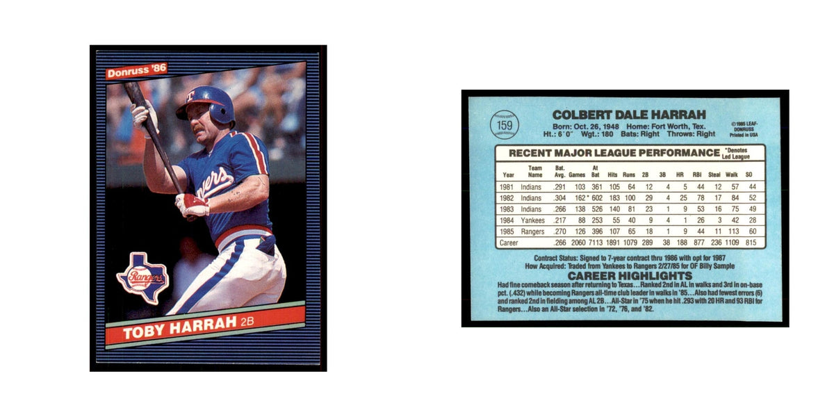 1986 Donruss Toby Harrah Rangers #159